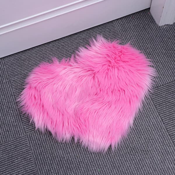 Hjerteformet tæppe, fluffy plys tæppe til soveværelse, stueindretning, pink 40x30cm