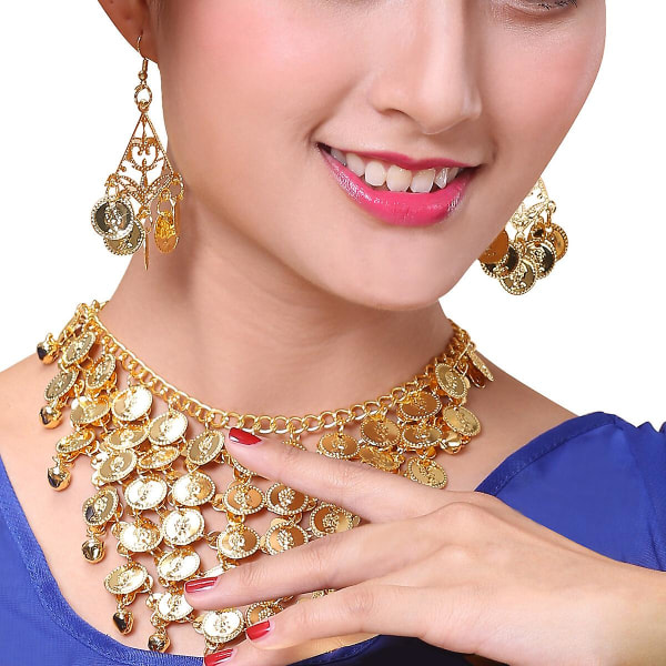 Guld Formell Smycken Etniska Smyckeset Magdans Smycken Guld Magdans Halsband Guld Golden