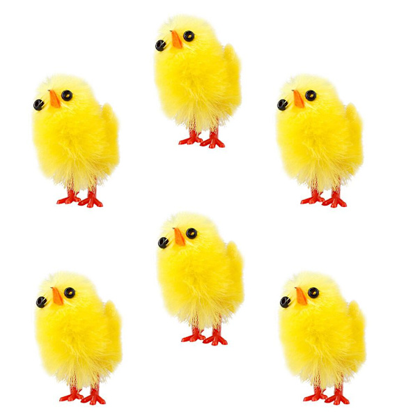 6 st Creative Påsk Plast Kyckling Form Skrivbords Kontor Inflyttning Dekorationer Gul 3CM Yellow 3CM