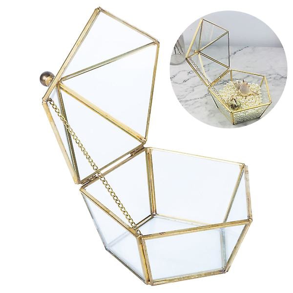 Glasbeholdere Glas Ringbeholder Bryllupsring Stativ Glas Geometrisk Smykke Organizer 14X14X14cm 14X14X14cm