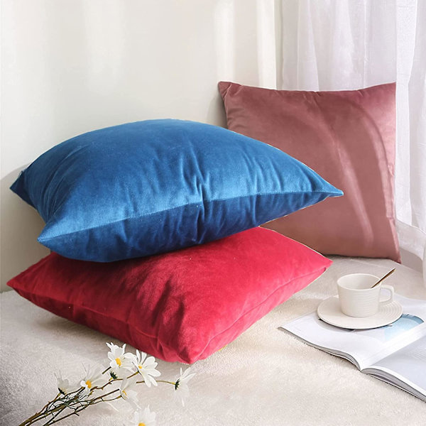 Sett med 2 putetrekk i bomull, dekorative putevar med linpute for sofa, soverom, stue, bil, 60x60 cm, påfuglblå
