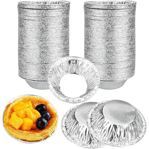 250 st Engångsformar i Aluminium för Pajer, Äggpajer, Aluminiumfolieformar, Miniformat, Non-Stick, för Bakverk, Cupcakes, Puddingar, Gelétårtor