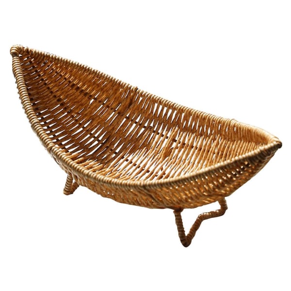 Vävd Skeppsformad Korg Frukt Serveringsbricka Fruktkorg Grönsakskorg Äggkorg För Köket Coffee 29X14.5X12CM