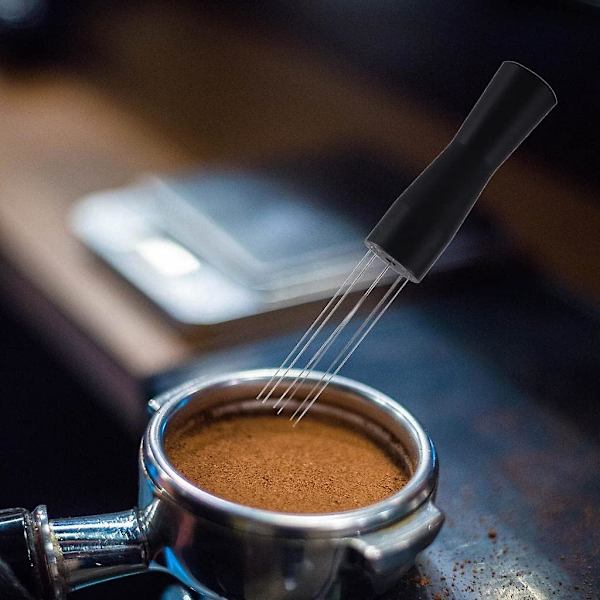 Nål Kaffe Tamper Distributör Espresso Omrörare Distributionsverktyg (1st, Svart)