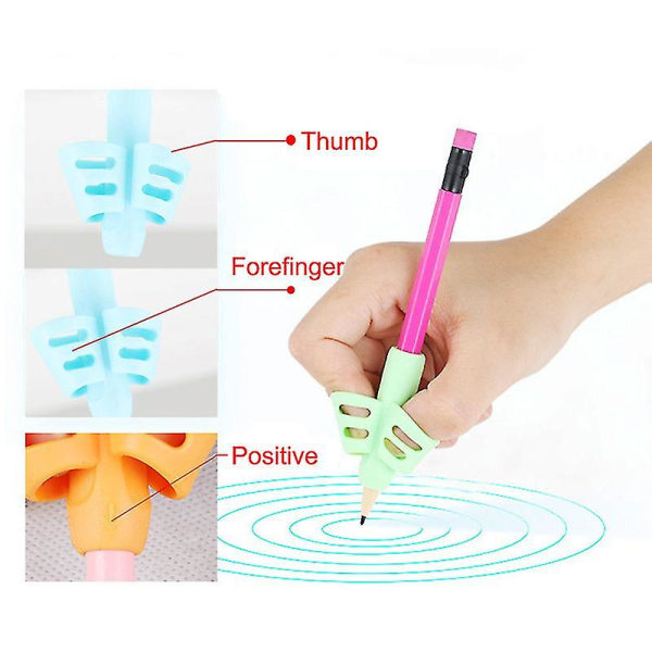 Ergonomisk trening blyantholder Blyantgrep Barn skrivekorreksjon (5 sett (10 stk))