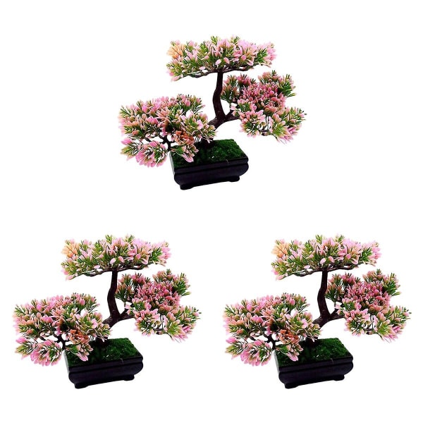 3 kpl Tekokeinotekoinen Bonsai-mänty Mini-simulaatiopuu Kasvi Koti Sisustus (vaaleanpunainen) 3 kpl 3pcs