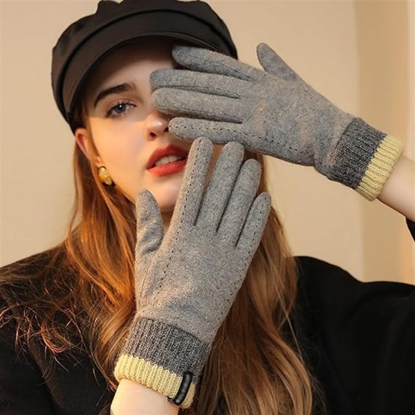 Vinterhandsker til kvinder Touch Screen Fingers SMS Elastisk manchet termisk handske Vindtætte handsker