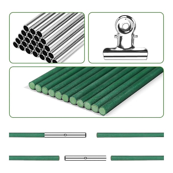 36 stk. Drivhustunneler Dyrkingstunnel 6 sett med 2,6 meter lange hagebuer, rustfritt glassfiber R