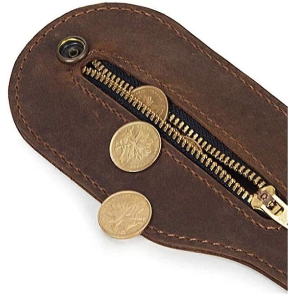 Myntbörs i Läder Vintage Myntbörs Herr Självförsvarsficka Flerfunktionsverktyg Bälte Myntplånbok (2st, Svart+brun)