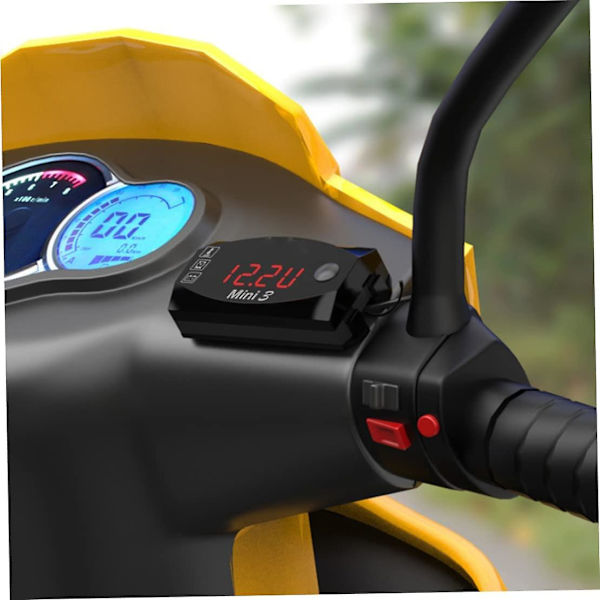 Motorcykel Digitalt Ur Voltmeter Termometer Motorcykel Ombygnings Tilbehør 3 I 1 Elektronisk Måler Til Motorcykel (1 stk, Sort)