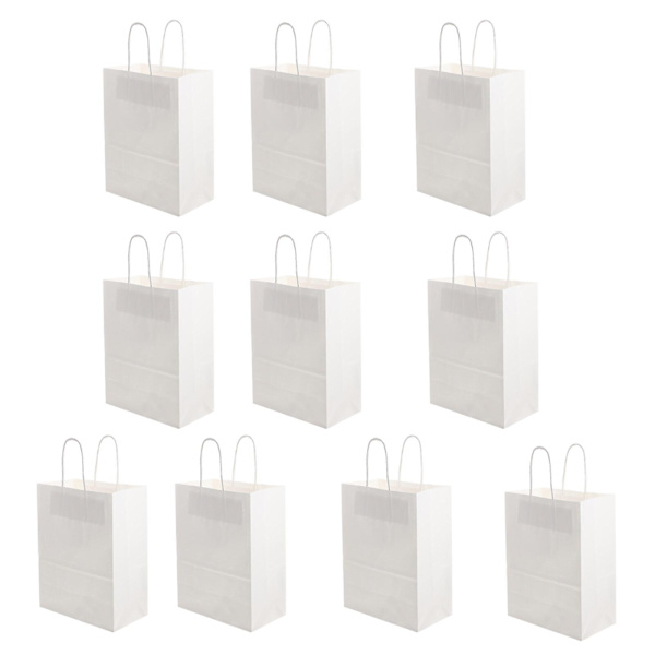 10 st Kraftpapperspåsar för matförpackning, handväska, take away (vit) Vit 36X21cm White 36X21cm