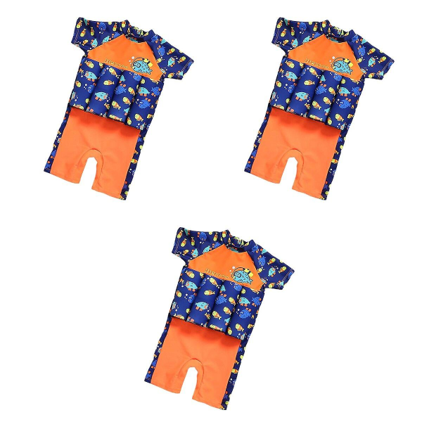 3-pack Flytande Baddräkt Fisk Kortärmad Flytande Baddräkt En Delig Baddräkt Simträning 3pcs XL