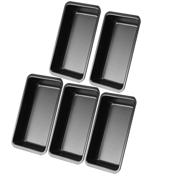 5 stk. 6 tommer rektangulær ovn toastboks kagebageform ikke-klæbende brødbagebakke husholdningsbageudstyr toastform til hjemmekøkken Sort 15,5X8,6CM Black 15.5X8.6CM