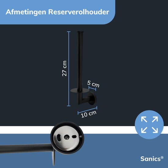 Sanics Vægmonteret Toiletpapirholder, Mat Sort Rustfrit Stål Reserve Toiletpapirholder til 2 Ruller, Pladsbesparende til Badeværelset