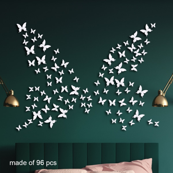 108 st 3d papper vit fjäril väggdekaler Avtagbara konsthantverk Fjärilar Dekaler Väggmålning för hemrum barnkammare flickor sovrum diy vägg