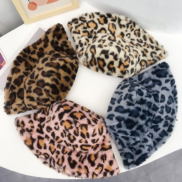 Reversibel bøttehatt for kvinner og menn, sammenleggbar leopard-gepardprint fiskerhatt solhatt bøttehatt for jente guttbrun brown