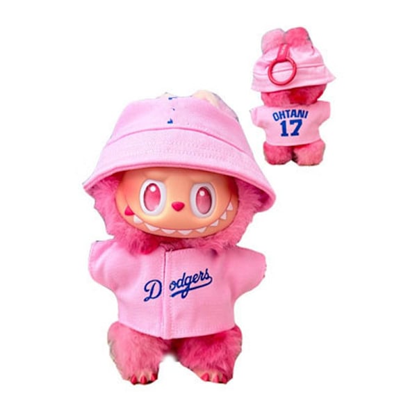 /RYI/Labubu Kläder med Hattar 2-delat Set Outfit Labubu Kläder Pink 15-17cm doll