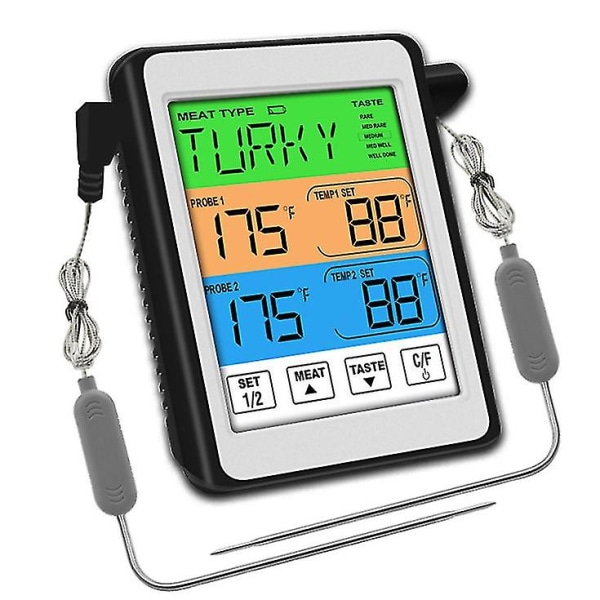 Intelligent dobbeltprobe alarm grill kødtermometer elektronisk køkken sukkertermometer