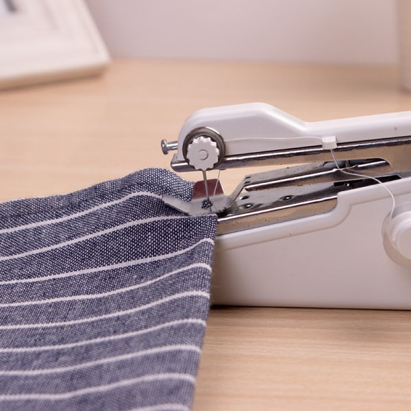Håndholdt symaskin, hurtigsying bærbar symaskin, mini håndholdt symaskin, bærbar symaskin egnet for hjemmet (hvit)