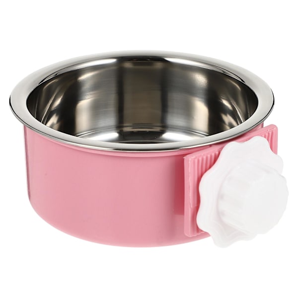 Fågelburmatare i rostfritt stål, fågelmatare, fågelburmat och vattenbehållare, fågelmatare Pink