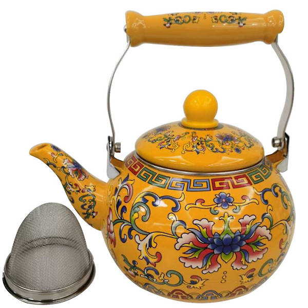 Emalleret Tekande Tyk Kaffe Pot Blomst Tekande Kold Vand Pot Husholdningskogende Vand Pot Gul 24 Yellow 24X15X12CM