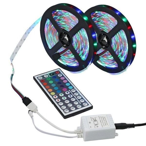 LED-ljusremsa RGB Ljusbandsset 10 Meter 44-knappars Fjärrkontroll Färgrik Markisbandsset