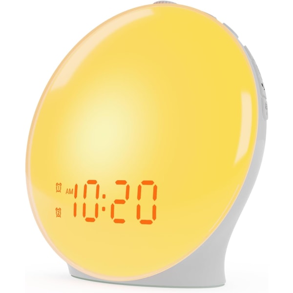 Wake Up Light Soloppgangsvekkerklokke for barn, tunge soveplasser, soverom, med soloppgangssimulering, sovne, doble alarmer, FM-radio,