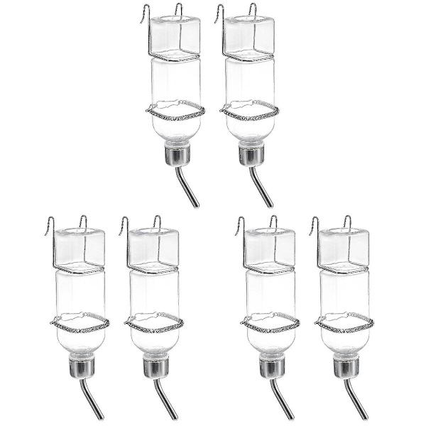6 stk 350 ml Plastkaniner Vannmater Hengende Fontener Dyre Drikkflaske 6 stk 5,2X5,2X23CM 6 pcs 5.2X5.2X23CM