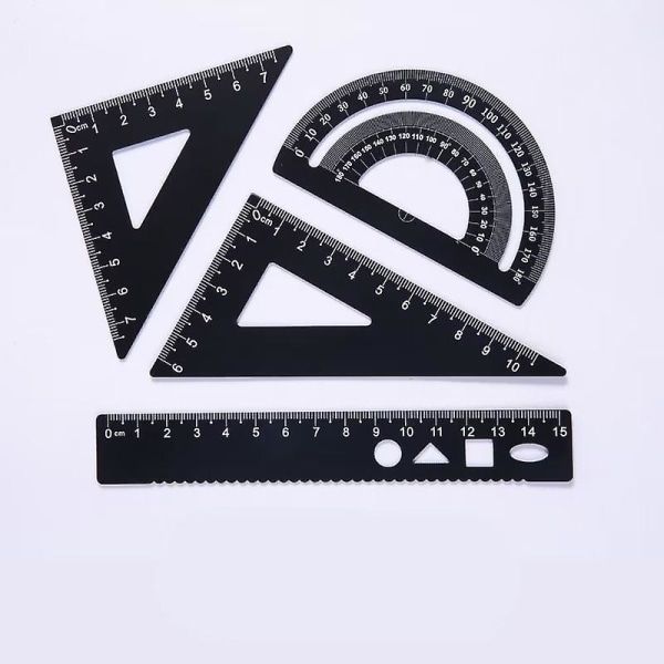 8 stk. Matematikk Linjal Geometri Verktøy, Metall Aluminium Legering Linjal Lettvekt Inkluderer Rett Linjal, Trekant Linjal, Gradskive For Skoleelev Lærer