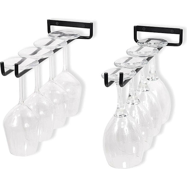 Set med 2 vinglashållare, metall, glashållare, glasräcken, inverterade glashållare, väggmontering_RY