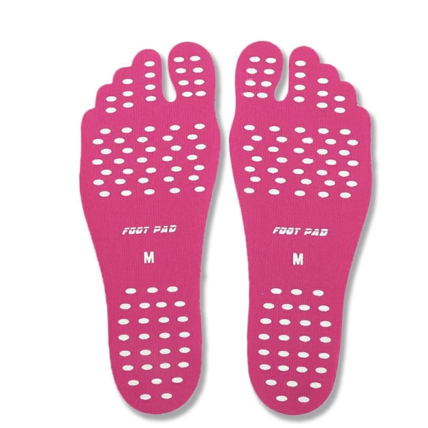 （One pair of rose red S+M+L each）Beach Invisible Anti-skid Insole Outdoor Shoes Stick Sticky Pads