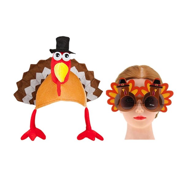 2 Pcs Bling Accessories Thanksgiving Day Eyeglass Thanksgiving Turkey Glasses Turkey SunglassesM