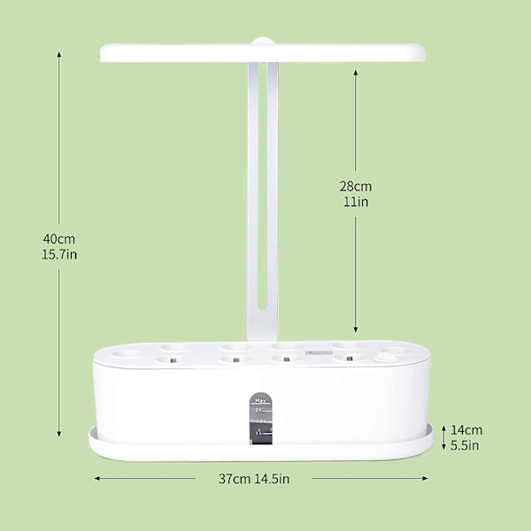 Hydroponiskt Odlingssystem, 10-pods inomhus örtträdgårdssats med LED-växtlampa, Smart trädgårdsplanterare med 16 timmars timer för LED-belysning och bevattningssystem
