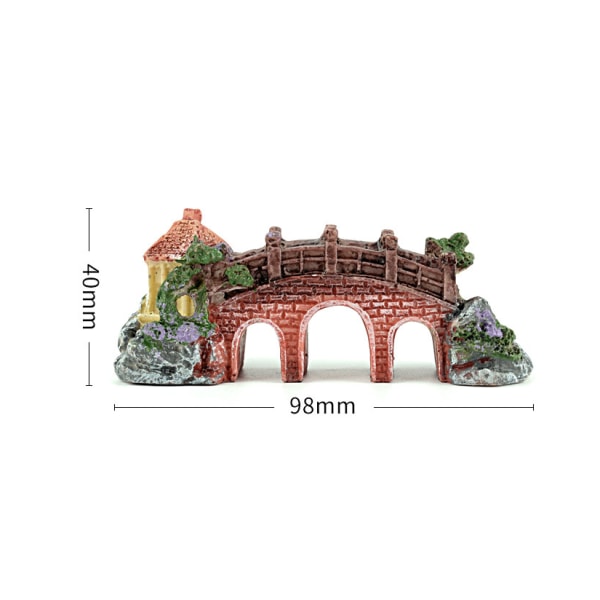 Akvariumdekorationer Magiskt Akvarium Hartsdekoration Paviljong Färgglad Bro Träd Stenparti Hartsbåge Bro