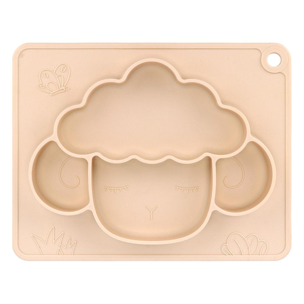 Barnens Silikonplatta Djurform Matningskopp Silica Gel Rätter Med Sugkoppar Beige 23X18.3X3cm Beige 23X18.3X3cm
