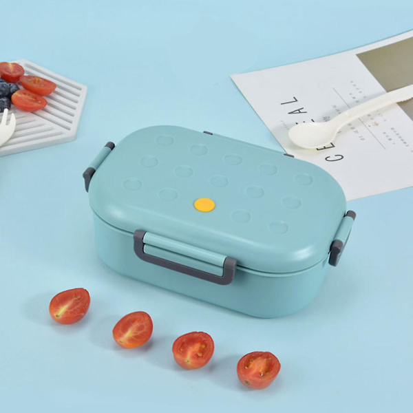 Firkantet madkasse til børn, unge og voksne, transportable picnic opbevaringsbokse, madbeholder til skoleelever med skeblå Blue
