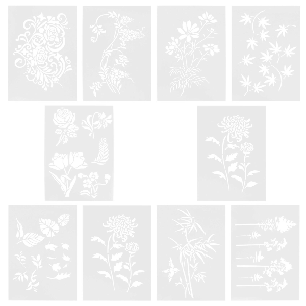 10 kpl Lehti Stencil Luova Ontto Stencil Malli DIY Lehti Maalaus Stencil Valkoinen 22X30CM White 22X30CM