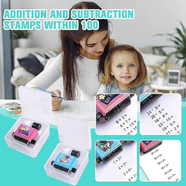 4 st Roller Digital Teaching Stamp, återanvändbar mattepedagogisk leksak för addition Subtraktion Multiplikation Division