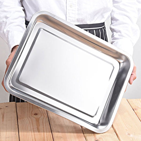 Grillplate i rustfritt stål - Kvadratisk rustfritt stålplate - 36×27×4.8cm