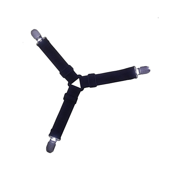 Hvide 4 stk. Sengelinnedstropper Trekant Fastgørelse Elastisk Madras Holder Justerbar Sengelinned Spænding Suspenders Madrasstropper