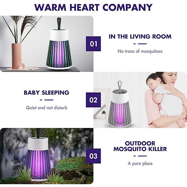 Elektrisk Myggdödande Lampa Bärbar Usb Led Ljus Myggfälla För Hem Sovrum Utomhus Camping Vit White