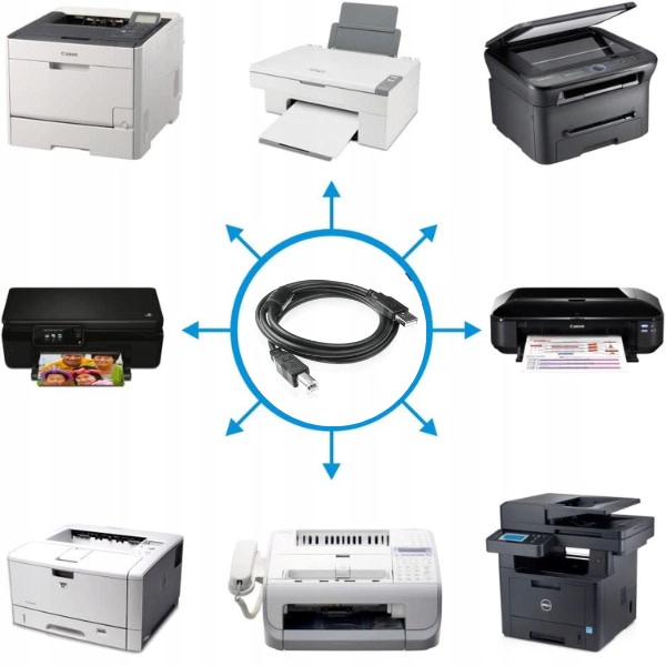 Printer USB-kabel 1,5 meter Printkabel 2.0 Sort A/B Ren Kobber Kvadrat Port Printer Datakabel
