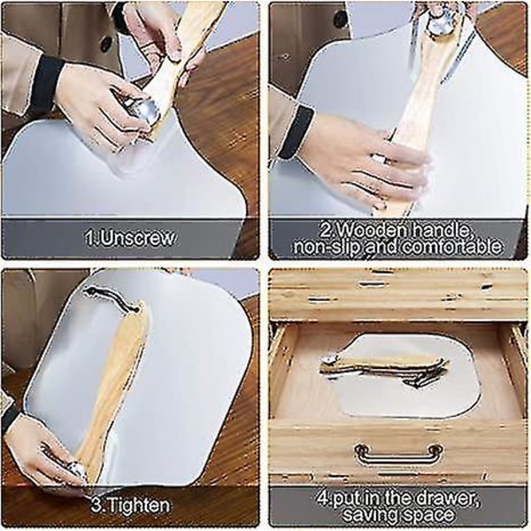 Pizza Spade i Aluminium 30 x 35 cm, Pizza Spatel med Sammenleggbart Langt Håndtak for Enkel Oppbevaring, Stor Sammenleggbar Pizza Åre i Metall for Ovn Grill Pizza