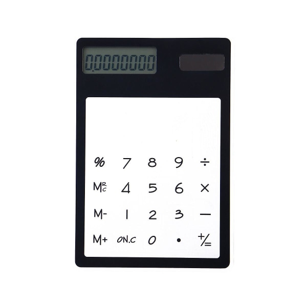 Kontorregnemaskiner Studentregnemaskine Solcelle Regnemaskine Transparent Touch Regnemaskine Regnemaskine Black 11.9 x 8.1 x 0.5cm
