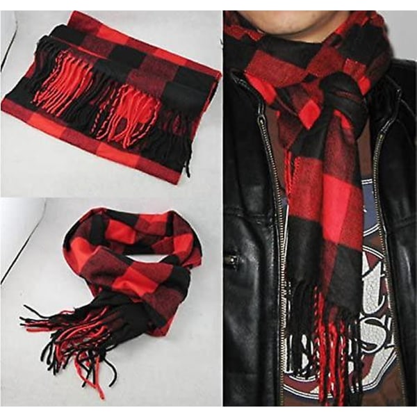 Vinter Blød Matchende Sjal Britisk Tartan Sjal Sort Og Grå Lille Tartan Sort Rød Black Red