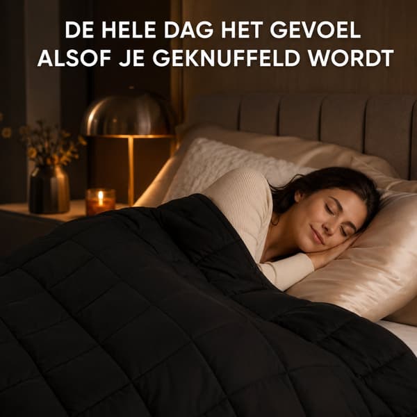 Vægtet tæppe 7 kg til voksne, quiltet design i polyester for bedre søvn og afslapning, 150 x 200 cm, sort