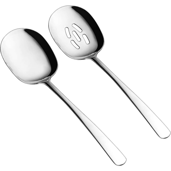 1 Stor Serveringskje, 1 Skjært Serveringskje, Rustfritt Stål, For Buffet, Bankett, Catering, Serveringskje Sett, Oppvaskmaskinsikker