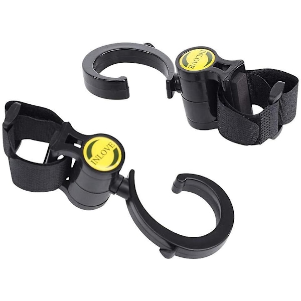 2 stk Barnevogn Kroker 360 Grader Multi-bruk Vogn Henger Mamma Vogn Tilbehør For Handleposer