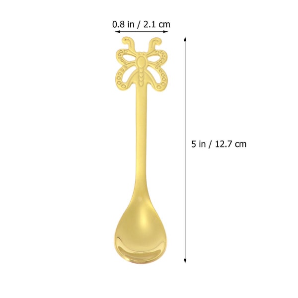 1 stk Fruktskje, Rustfritt Stål, Kjøkkenutstyr, Kreativ Fruktgaffel, Skje til Hjem, Bar, Kjøkken (Sommerfuglskje, Lilla) Gull 12,7 * 2,5 cm Golden 12.7*2.5CM