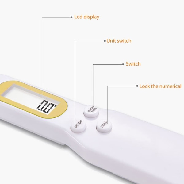 Digital Måleske Multifunktionel Elektronisk Vægt Ske Bærbar Køkken Vægt Ske Til Krydderier Kaffe Krydderi Hvid Elektronisk Vægt Ske (1 stk